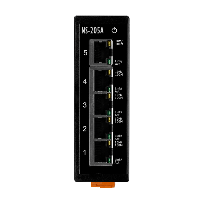 Ns-205a - 33x107x78 Mm Plastic Unmanaged 5-port Industrial Ethernet Switch, 10/100 Mbps Auto Negotiation, +12v To +56v Dc Power Support, -40°c To +75°c Operating Temperature