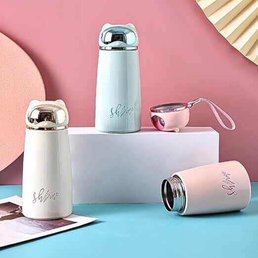 CherryBox Stainless Steel Water Bottle Flask with Cute Modern top Design Gift for Kids Boys and Girls -450 ML