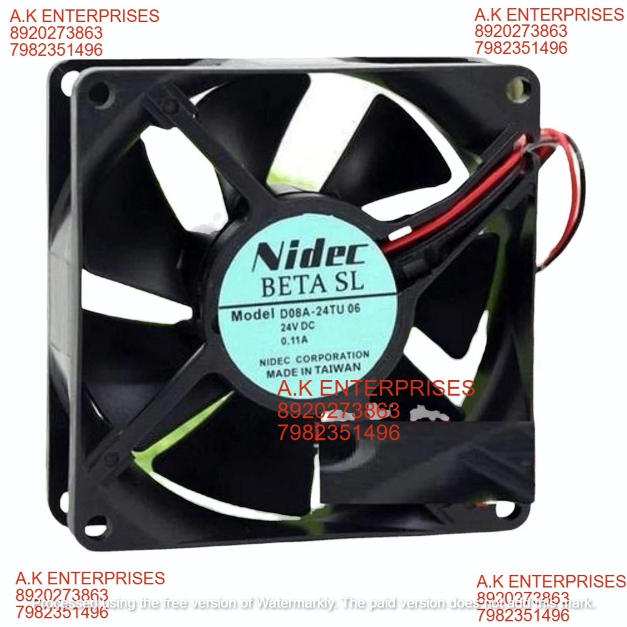 NIDEC D08A24TU 06 Nidec Cooling Fan, 24 V Plastic 0.11A 8025mm