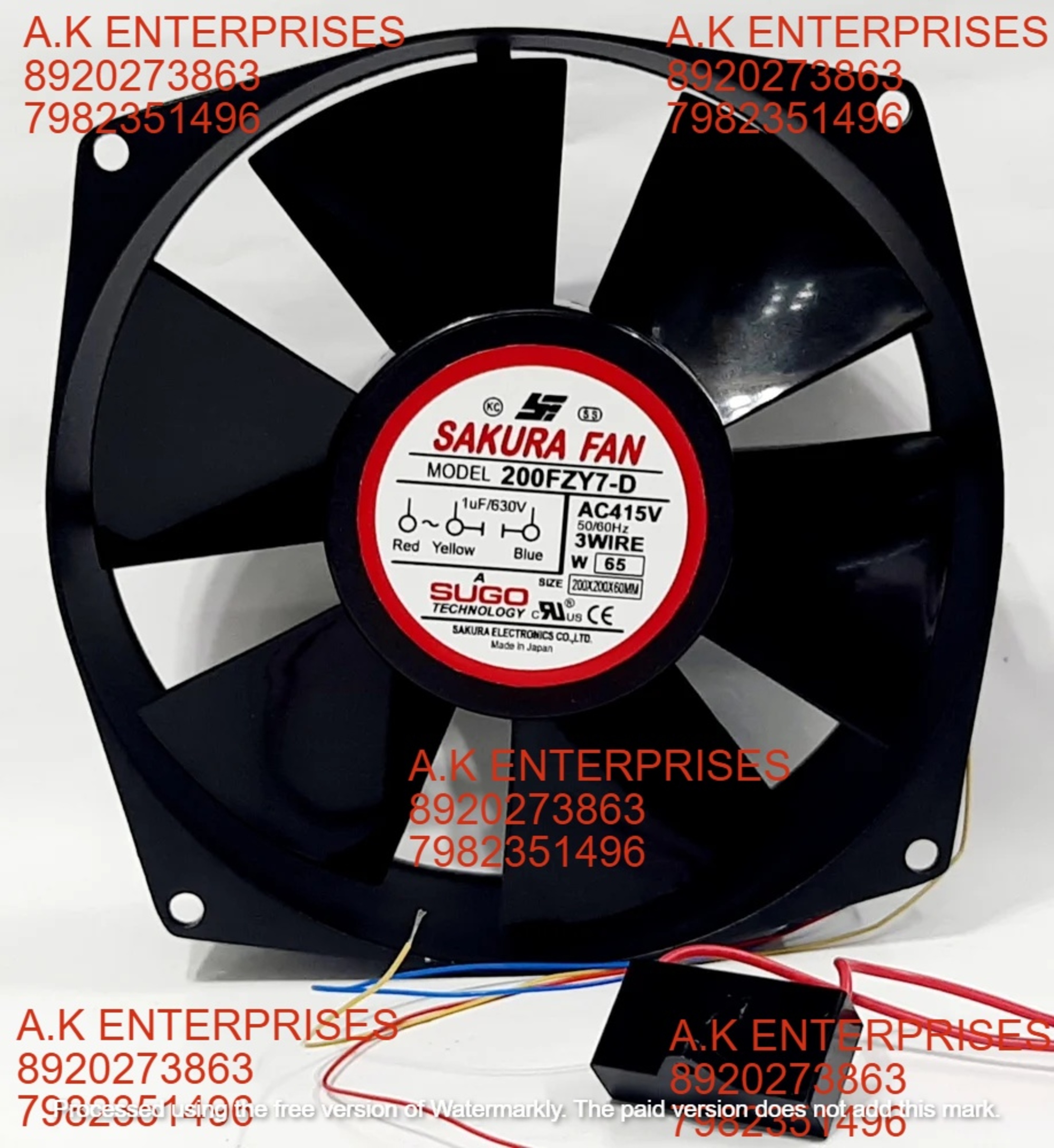 Nidec 200fzy7-d (415v Ac 3 Wire 65w Size 200x200x60mm) Sakura Cooling Fan