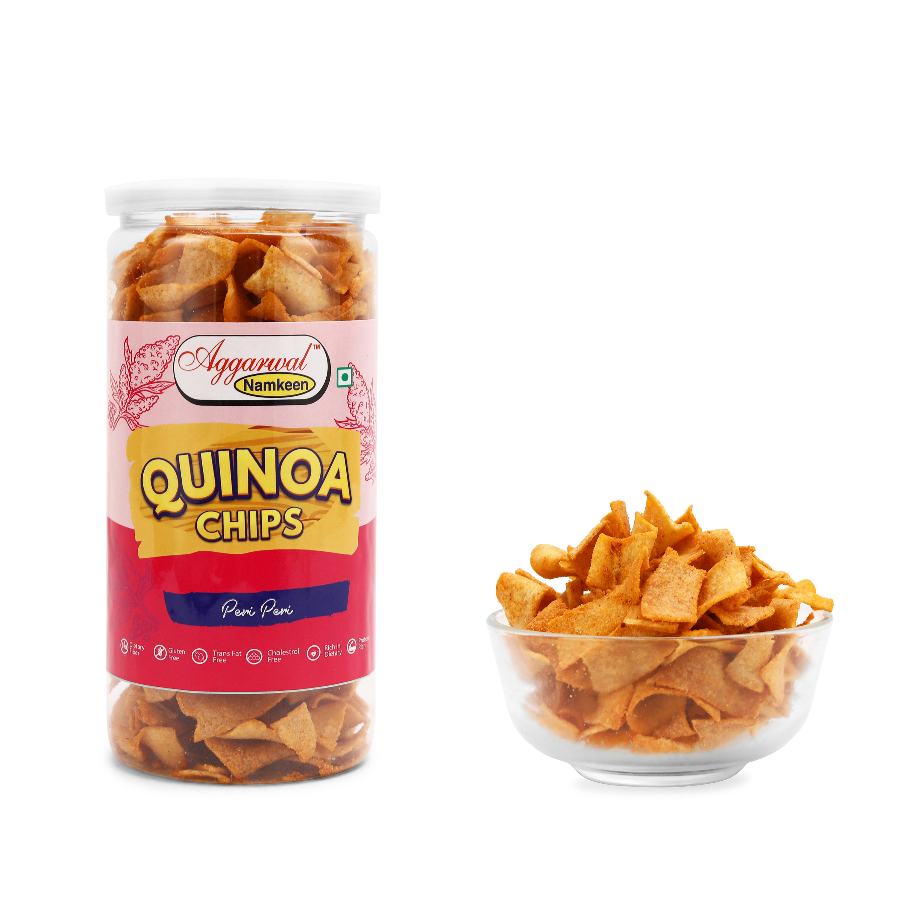 Quino Bhel Chaska Chips - 150 Gm Bottle | Fried Quinoa Snacks With Beetroot, Urad Dal, Brown Rice Powder, And Spices, Gluten-free