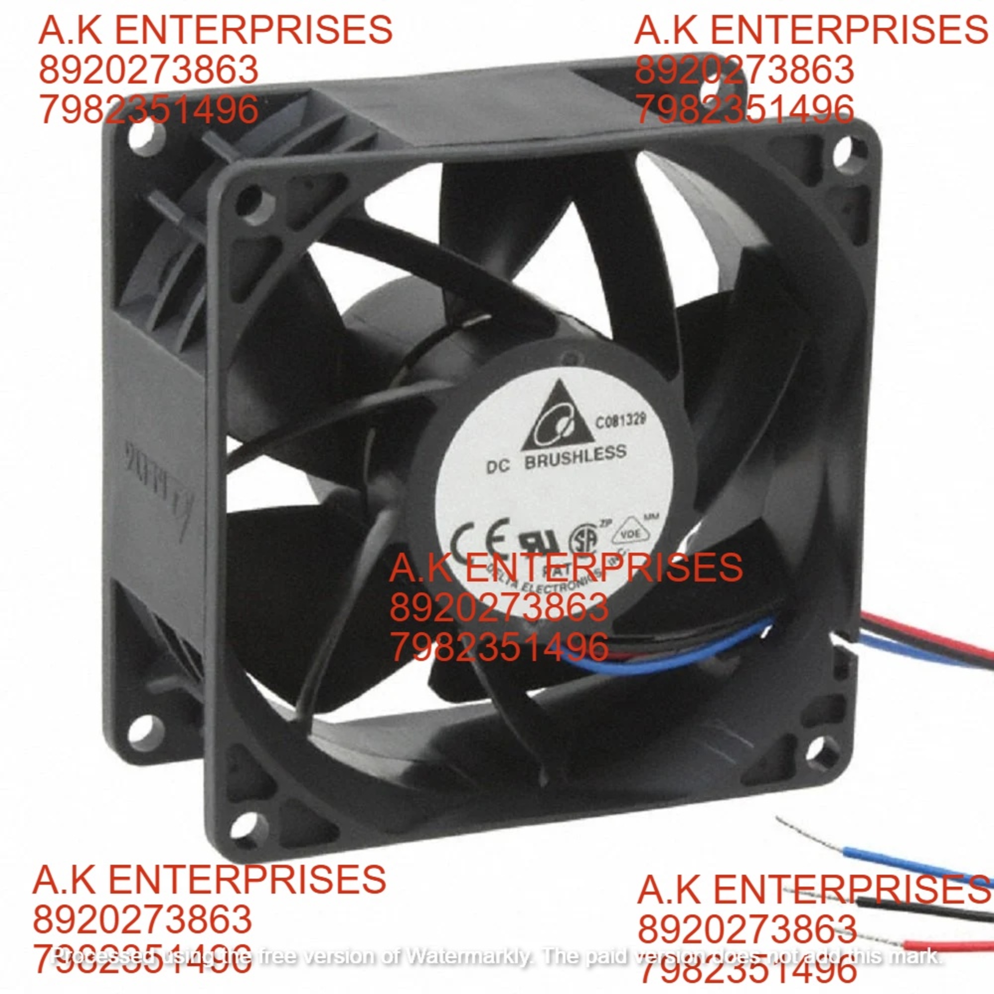 Delta Typeair Cooling Fan - 80mm L X 80mm H X 38mm W, Black Plastic, 12v Dc, 13.8w, 9000 Rpm, 105.2 Cfm Air Flow, 60 Db Noise Level