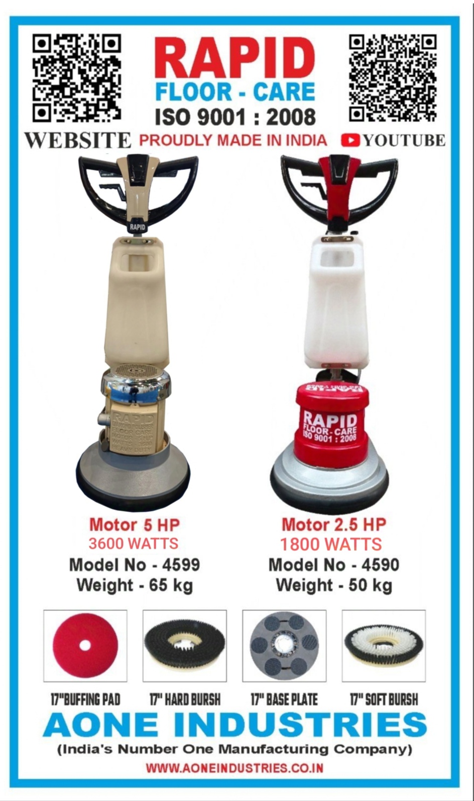 Marble Polishing Machine - 1500w Power, 220/230v , 175 Rpm Motor, 17'' Scrubbing Width, 12l Tank Capacity, 48 Kg Weight, 6m Cable Length