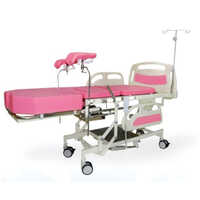 Electric Labour Delivery Bed - High-Quality Metal, Portable Design , Elegant White and Pink Color