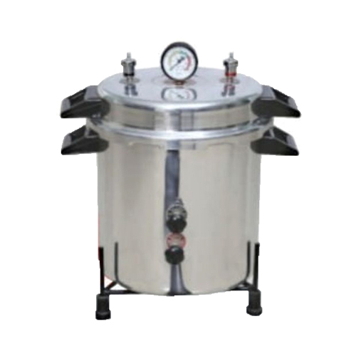 Stainless Steel Portable Autoclave - Automatic Operation, Compact Design, Silver Color | Efficient Sterilization for Laboratory Tools