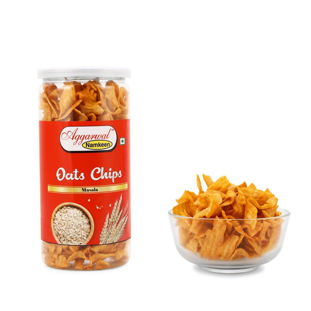 Oats Masala Chips - Oats, 150 Gm Plastic Bottle, Fried Processing | Healthy Snack, Savory Salty Taste, 4 Months Shelf Life
