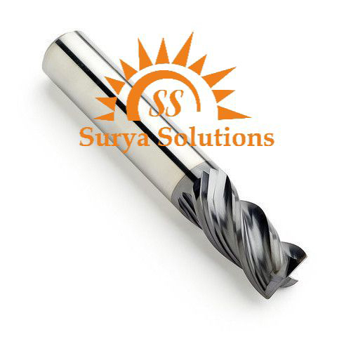 Carbide End Mill Cutter Bit - Tungsten Carbide Material, Different Sizes Available | Polished Coating, Rigid Hardness, Manual Operation for Precision Cutting