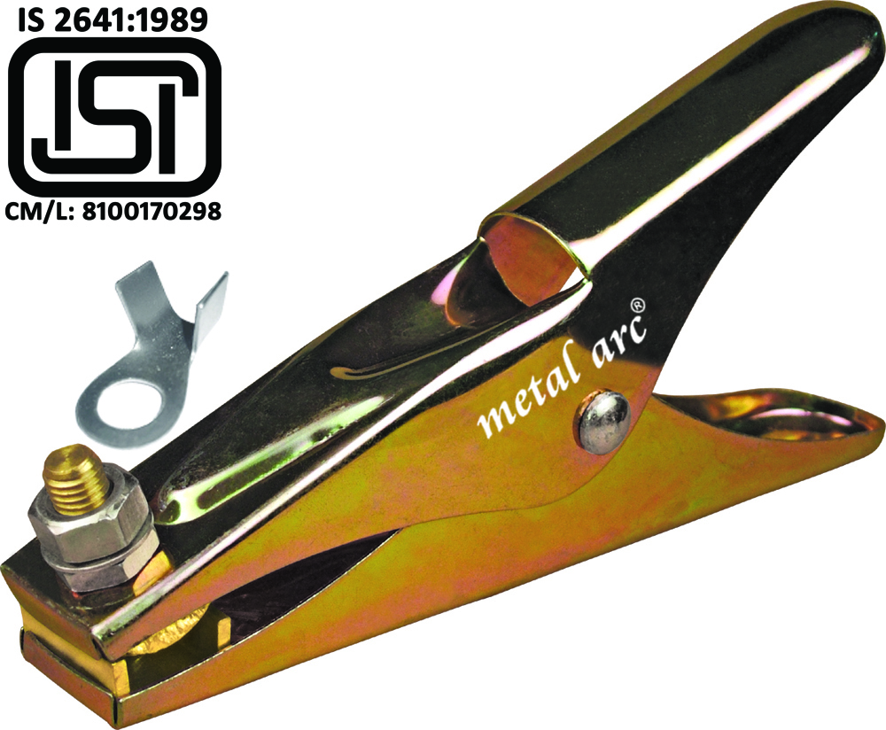 Isi Marked Steel Earth Clamp Ecm01 Series 600 Ecmz601dw - Galvanized Sheet, Up To 95 Mm2 Cable, White Zinc Color | Robust Design, Crocodile Jaws, Double Copper Braided Wire