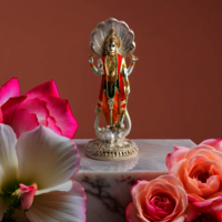 Embrace Peace & Protection with Silver Plated Lord Vishnu Narayana Idol