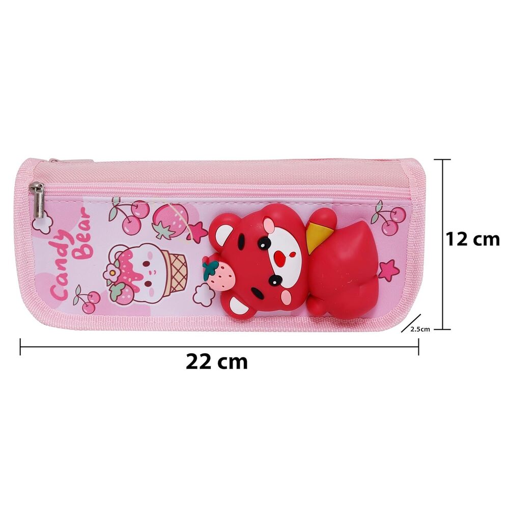 CherryBox Cute 3D Bummy Bear Pouch Stationary Box Multi Compartment and Zipper Pencil Case for Students Kids Boys and Girls