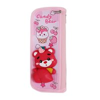CherryBox Cute 3D Bummy Bear Pouch Stationary Box Multi Compartment and Zipper Pencil Case for Students Kids Boys and Girls