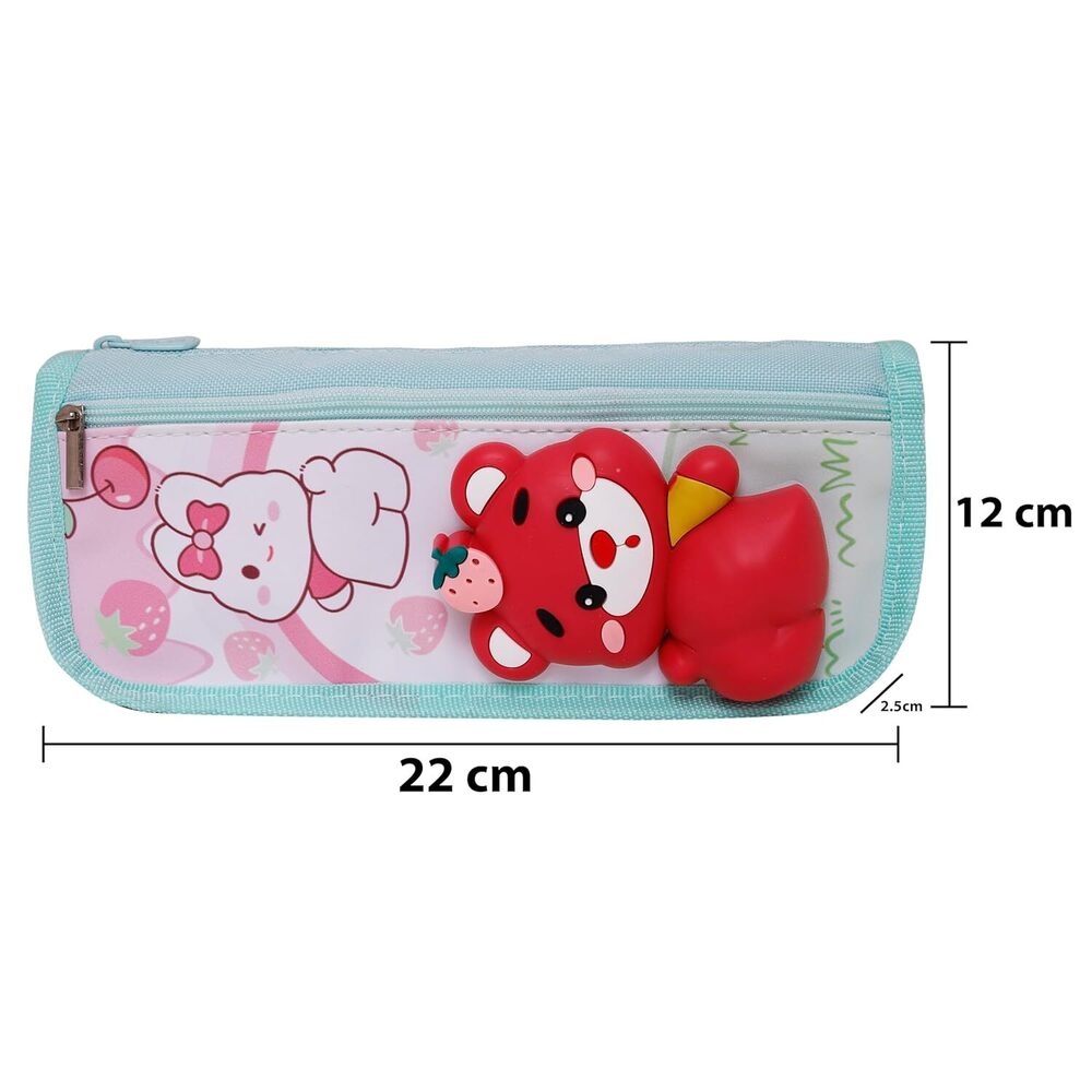 CherryBox Cute 3D Bummy Bear Pouch Stationary Box Multi Compartment and Zipper Pencil Case for Students Kids Boys and Girls