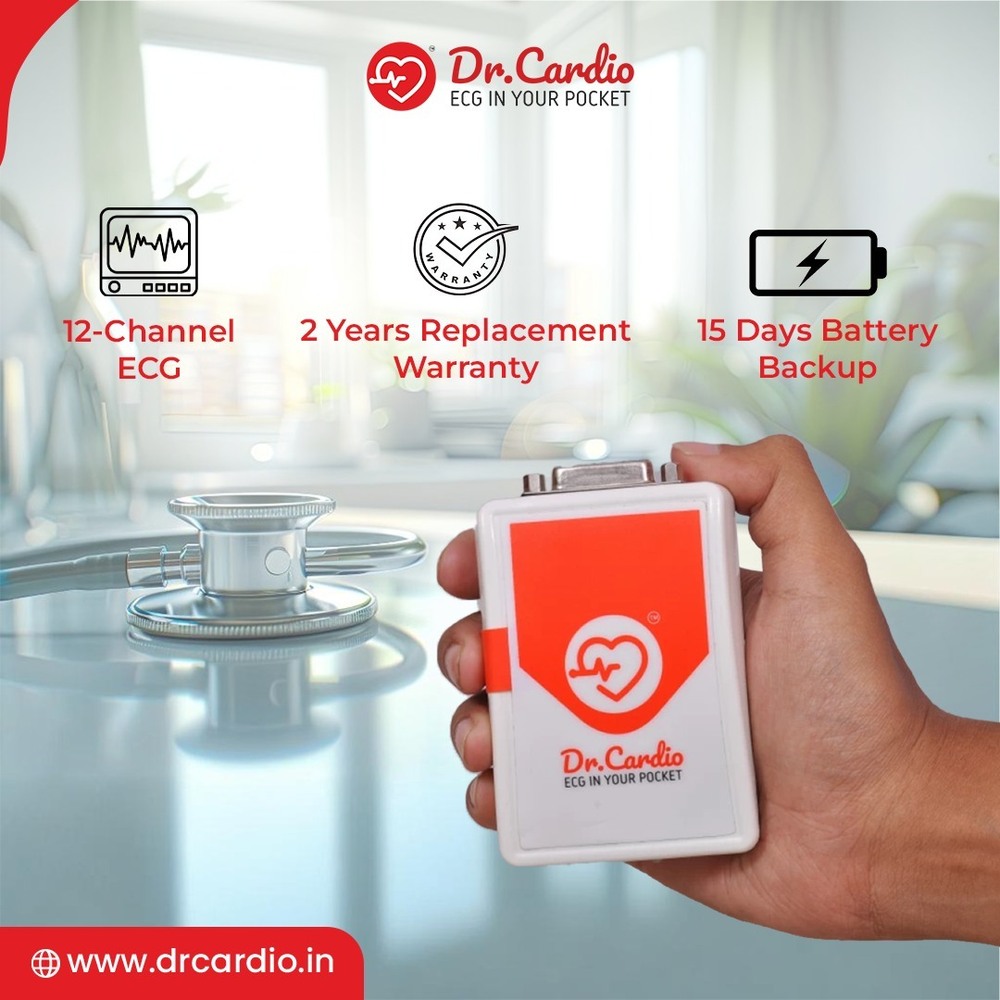 Ecg Machine - Medical Grade Abs Plastic 90x55x35 Mm White | 12-channel Simultaneous Acquisition User Selectable Gain 99.99% Accuracy Real-time Operation 7-8 Days Battery Backup Bluetooth Connectivity