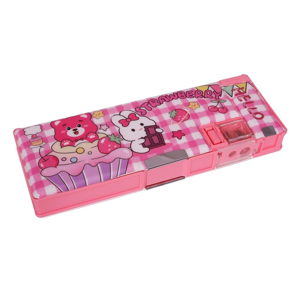 CherryBox Bear Cartoon Pencil/Pen Case with Sharpener  Magnetic Stopper Bear Pencil Box for Kids, Stationary Organizer Box, Pencil Box for Girls, Kids, Boys, Return Gift for Children