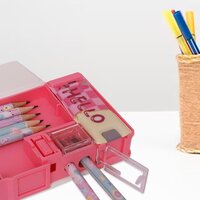 CherryBox Bear Cartoon Pencil/Pen Case with Sharpener  Magnetic Stopper Bear Pencil Box for Kids, Stationary Organizer Box, Pencil Box for Girls, Kids, Boys, Return Gift for Children