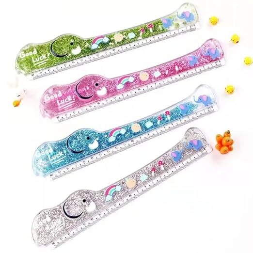 Cherrybox Scale/Ruler: Scale For Girls, Glitter Scale Ruler Set For Students - Material: Plastic