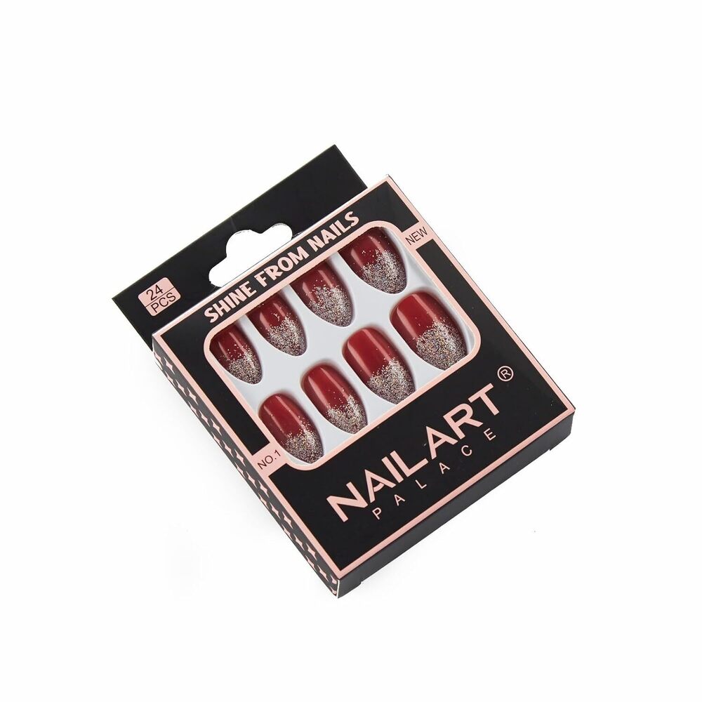 Cherrybox 24 Artificial Nails | Fake Nails | False Nails - Salon Manicure Acrylic Nail Art - Color Code: Red