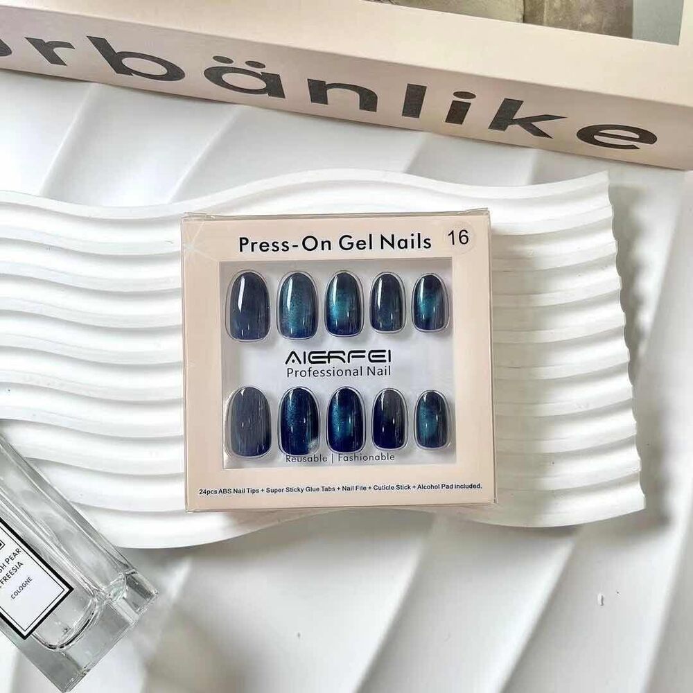 CherryBox 24 Nails Glossy Shiny Golden White Cream False Nails Fake nails Salon Manicure Acrylic Nail Art Tips for Women Girls (Jelly Glue Adhesive Tabs and Glue Included)