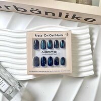 CherryBox 24 Nails Glossy Shiny Golden White Cream False Nails Fake nails Salon Manicure Acrylic Nail Art Tips for Women Girls (Jelly Glue Adhesive Tabs and Glue Included)