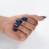 CherryBox 24 Nails Glossy Shiny Golden White Cream False Nails Fake nails Salon Manicure Acrylic Nail Art Tips for Women Girls (Jelly Glue Adhesive Tabs and Glue Included)