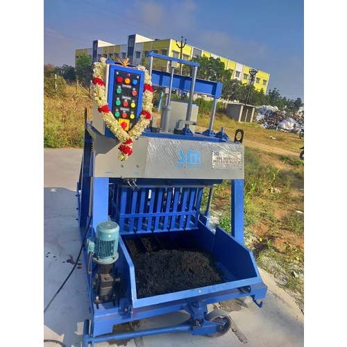 Model 860 Double Vibrator Hydraulic Operated Concrete Block Making Machine - Color: Blue Paint Coated