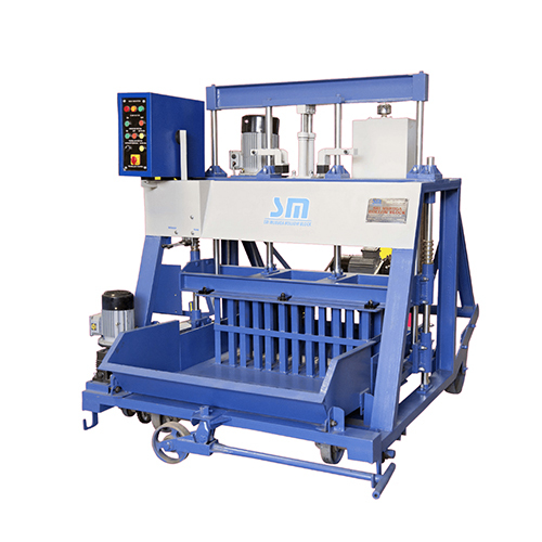 Semi Automatic Solid Block Making Machine - Color: Blue Paint Coated