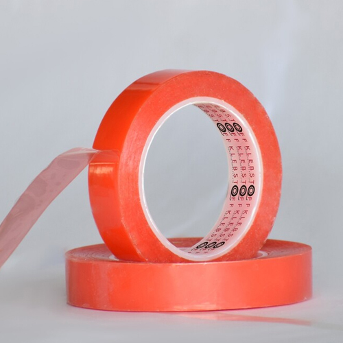 Double Sided Red Polyester Tape - Color: Clear