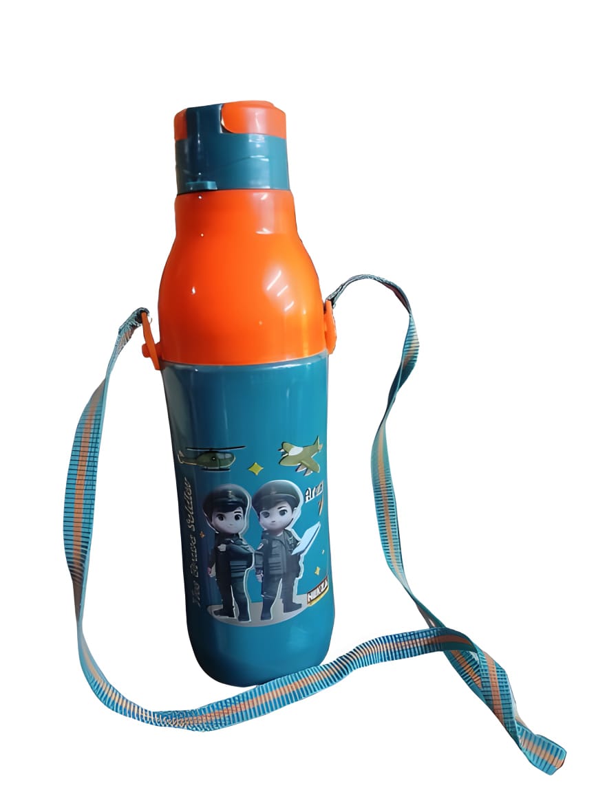 Jimmy Bottle - Plastic 750 Ml, Blue & Orange Colors, Smooth Finish, Round Shape, Leak Protection Available