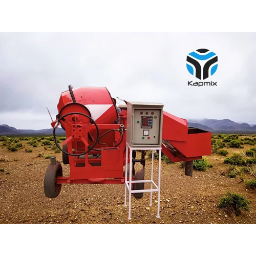 Hydraulic Hopper Concrete Mixer - Color: Orange