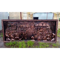 Frp Shivaji Maharaj Wall Panel - 11ft X 5ft, Golden Finish With Intricate Detailing