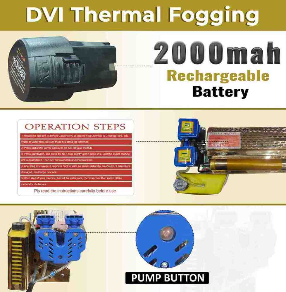 Fumigation Fogging Machine - 115x85x35 Cm | Golden 30 Lph Output, Automatic Battery-powered, Pest Control For Agriculture & Hospitals