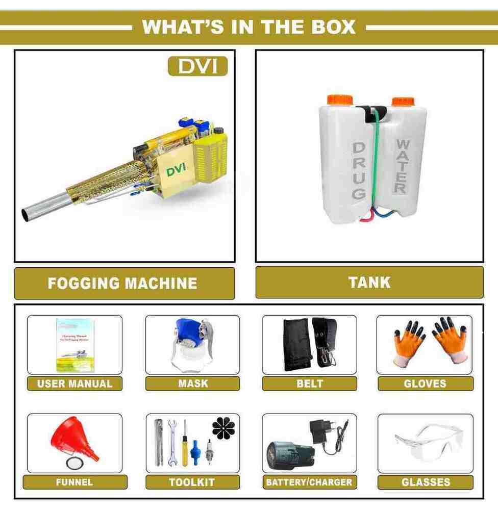 Fumigation Fogging Machine - 115x85x35 Cm | Golden 30 Lph Output, Automatic Battery-powered, Pest Control For Agriculture & Hospitals