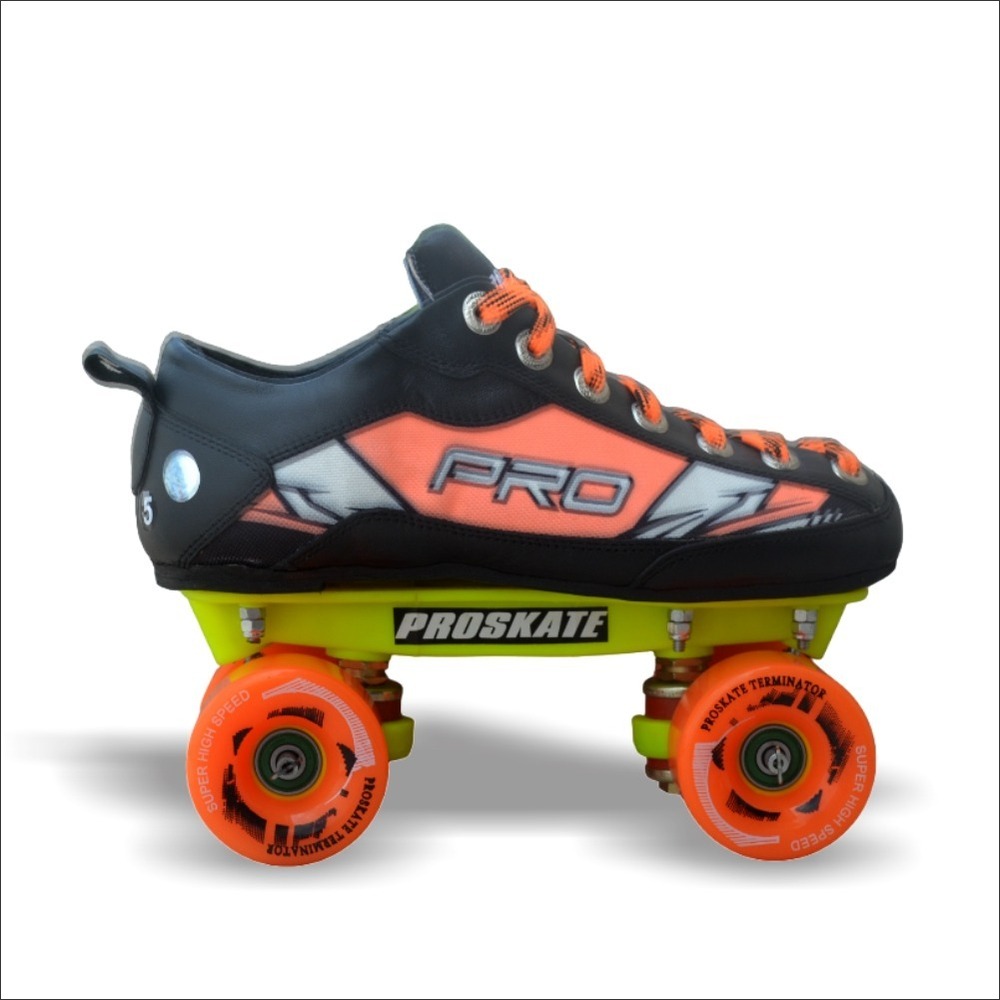 Proskate Terminator 62 Road Wheel Skate Qss 79 - Genuine Leather, 62 Mm Diameter Wheels, Orange Color | Includes Skates Bag, High-quality Racing Suit, Skate Tool, Abec 7 Bearings