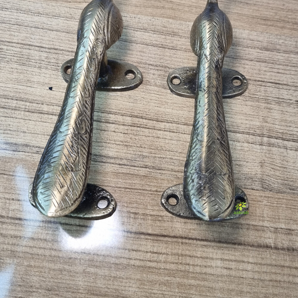 Aakrati Brass Peacock Door Handle Brown - Door Pull - Solid Brass - Vintage Hardware - Door Handle for Entrance/Entry/Shower/Glass/Shop/Store, Interior/Exterior