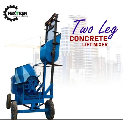 Automatic Two Tower Lift Concrete Mixer - Color: Blue