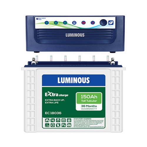Eco Volt+ 1050 इन्वर्टर और EC 18036 - 150AH लंबी ट्यूबलर बैटरी