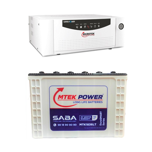 Microtek Super Power 900 Inverter + Microtek saba 1836LT 150 AH Tall Tubular Battery