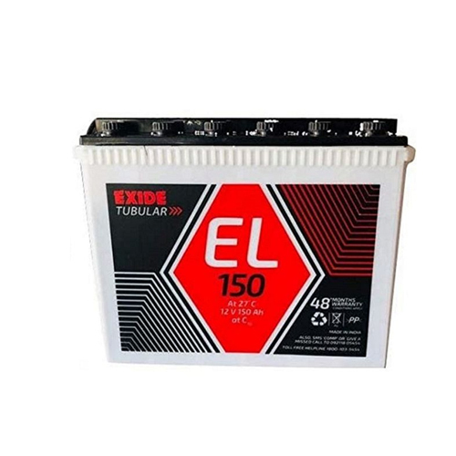 Exide 6El150 - 150Ah Tubular Battery - Dimension (L*W*H): 500*187*421 Millimeter (Mm)