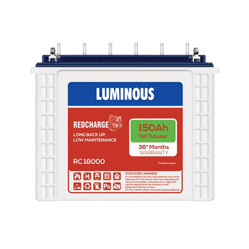 Luminous Red Charge 18000St - 150Ah Tubular Battery - Color: White