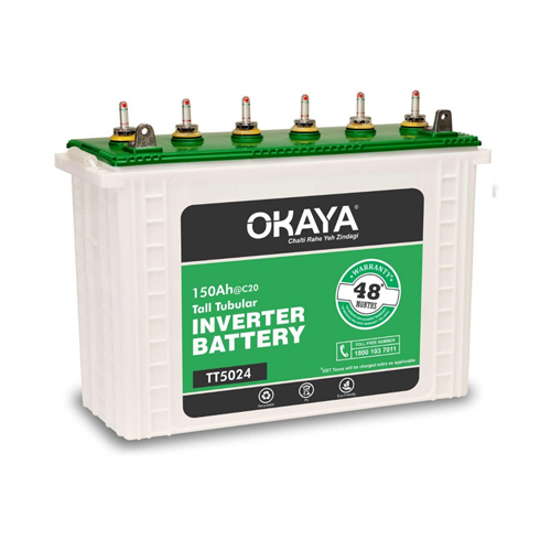 Okaya Tt5024 150Ah Tubular Battery - Nominal Capacity: 150 Ampere-Hour  (Ah)