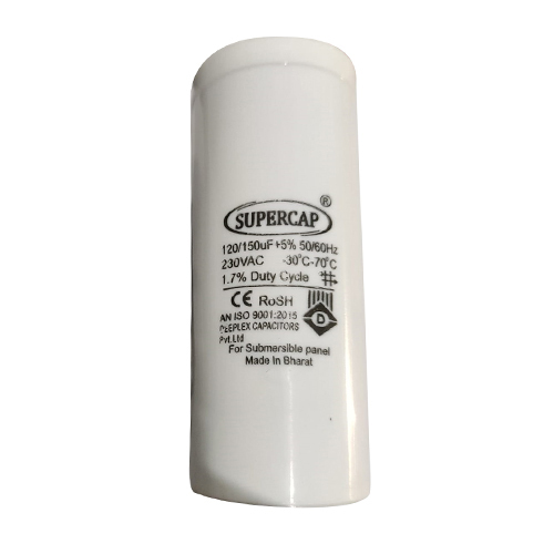 60Hz 230Vac White Capacitor For Submersible Panel - Application: General Purpose