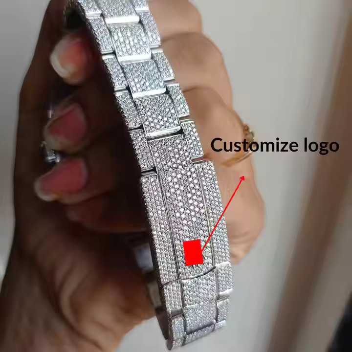 Swiss Automatic Watch VVS Moissanite Watch Handcrafted stainless steel With Arabic Dial