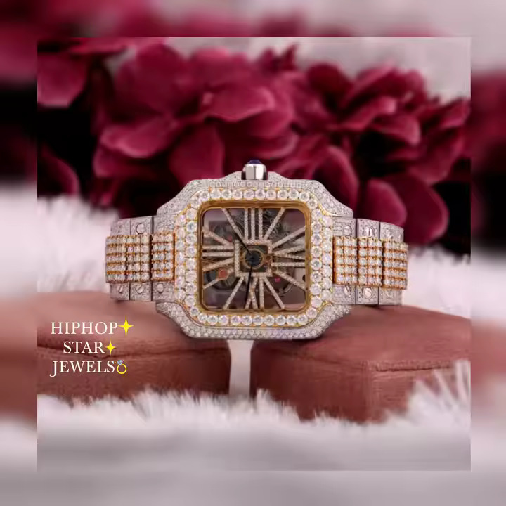 Iced Out VVS Moissanite analog Two Tone Diamond watch Gift for Men women