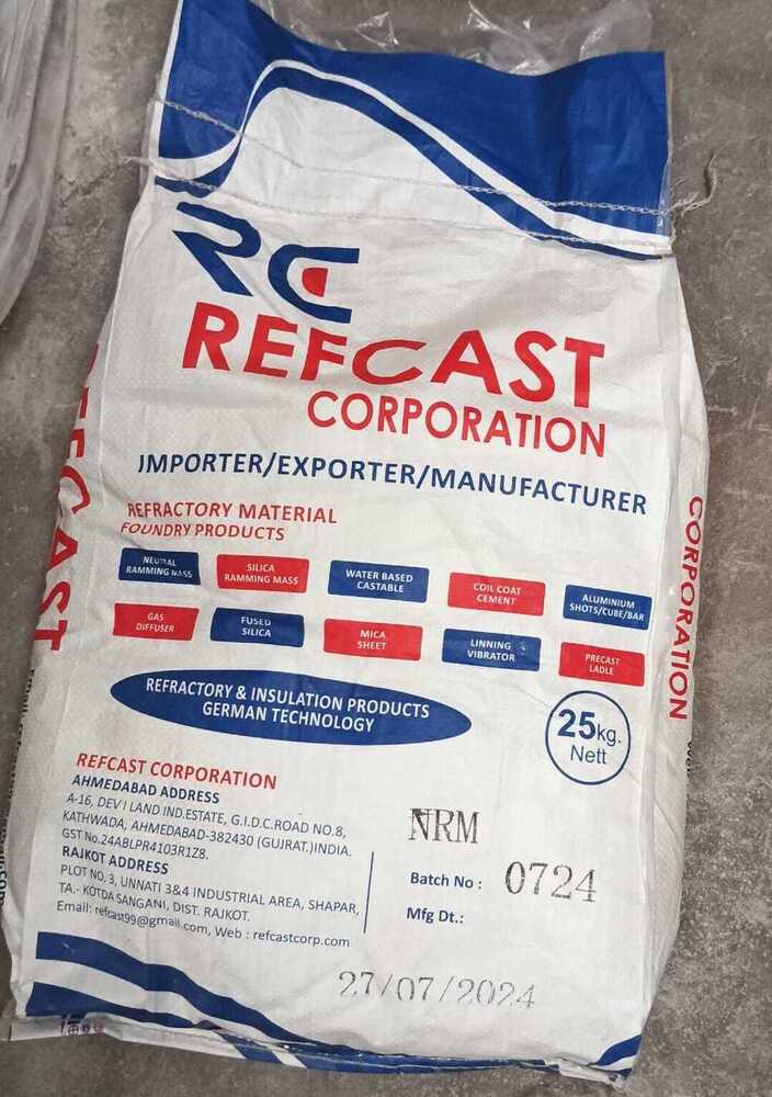 Neutral Ramming Mass - Al2o3 86%, Mgo 12%, Fe2o3 0.1%, Sio2 0.1% | White Powder, High Refractoriness, Corrosion & Erosion Resistant