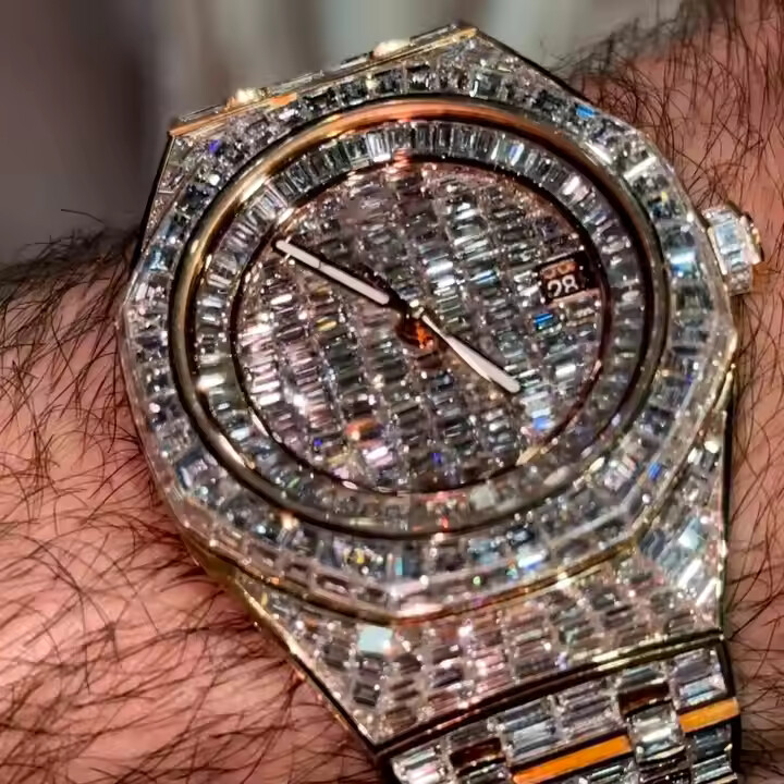 Fully Automatic Moissanite Bling Watch 2025 Latest Design Custom Made Watches For Men