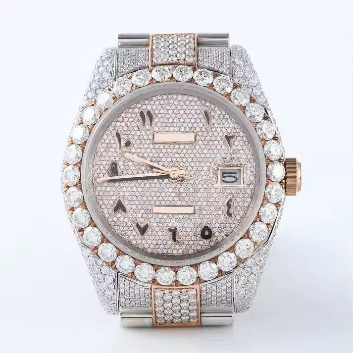 VVS Moissanite Bust Down Watches, Custom Diamond Watches For Men, Stainless Steel Round Dial Watch