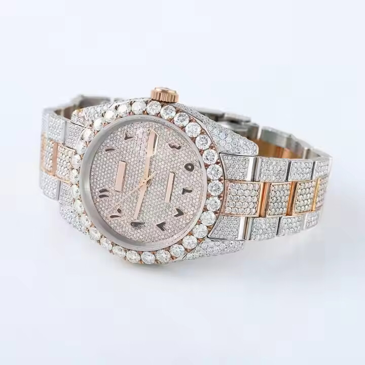 VVS Moissanite Bust Down Watches, Custom Diamond Watches For Men, Stainless Steel Round Dial Watch