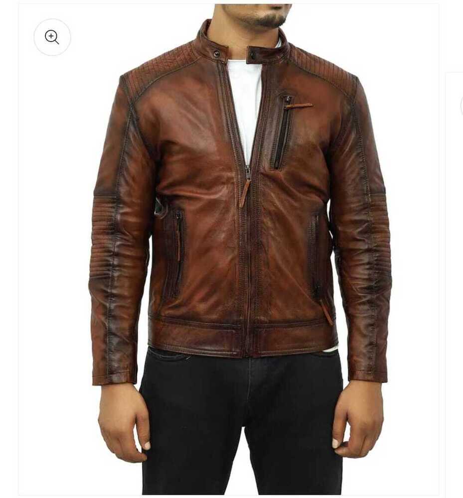 Leather Jacket - Pattern: Plain