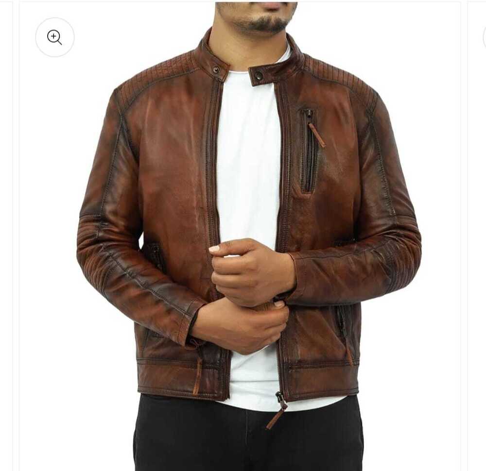 Leather Jacket - Pattern: Plain