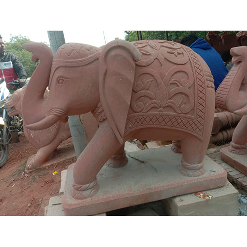 Sandstone Elephant Statue - Color: Brown